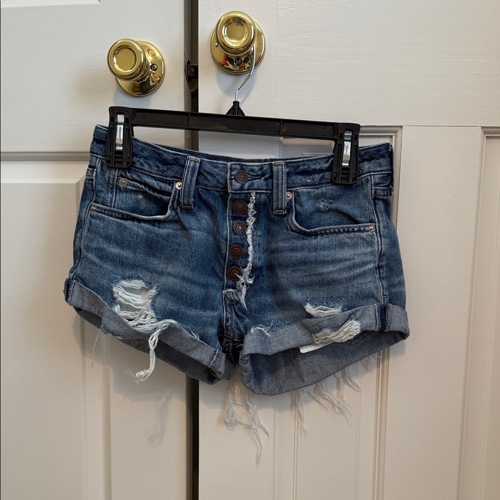 We The Free Blue Ripped Jean Shorts
